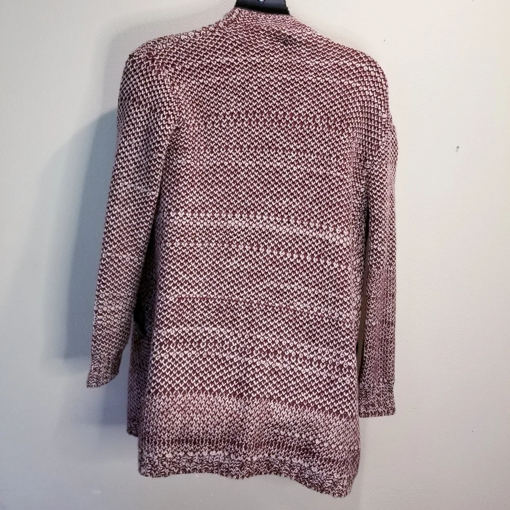Nwt thml burgundy knit open front cardigan_3